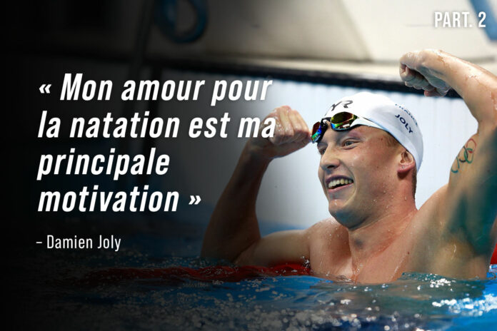 Damien Joly dans le bassin lors des JO en natation