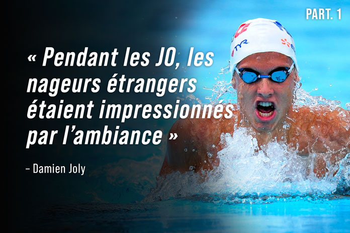 Damien Joly dans la piscine lors des JO